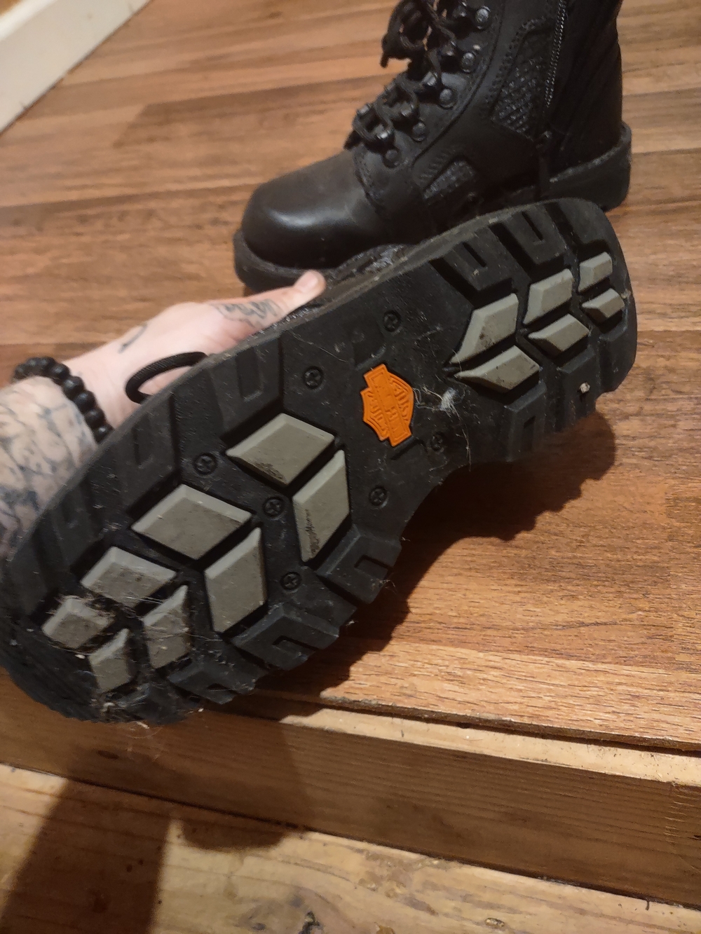 Harley-Davidson Black Lace-Up Women's Tactical Boot with Orange Logo Accent